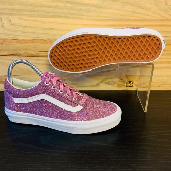 New Vans Old Skool Women's Pink Glitter Sneakers - Picture 7 of 8
